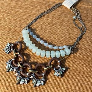 Anthropologie statement necklace. Wood&crystal nwt